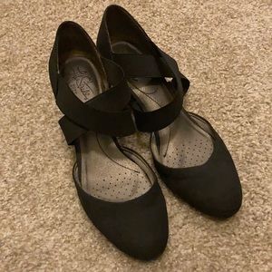 Black Strappy Wedge heels